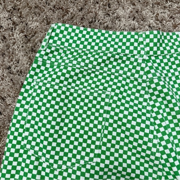 Shekou Green Checkered Straight Leg High Rise Jeans Womens Size Large NWT Preppy - Picture 10 of 16